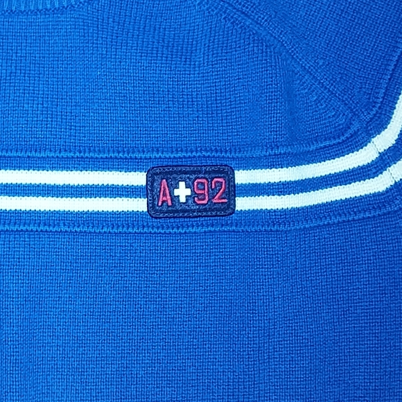 Vintage Men's Abercrombie & Fitch Blue White Striped Sweater Size Medium - Picture 2 of 3